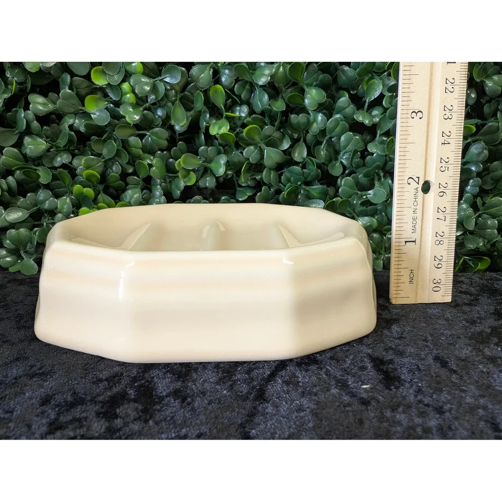 Vintage Pfaltzgraff Cream Ceramic Soap Dish Octagon Ridge Stoneware 1980s 90s